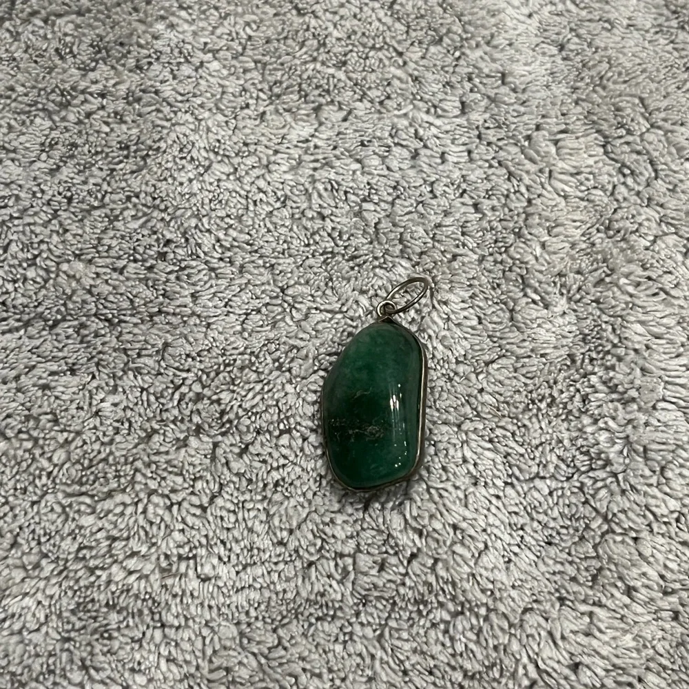 Sterling Silver Green aventurine Stone Runic Symbol Pendant Necklace